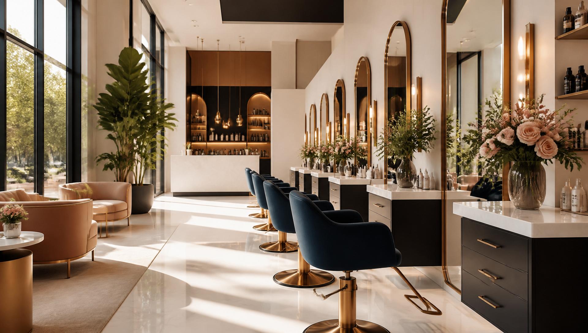 Modern luxury salon interior with eco-luxury beauty products